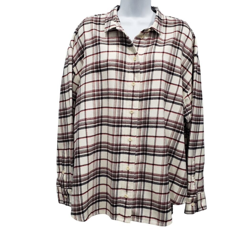 Madewell Womens XL Flannel Painter Shirt Oversized Cotton Button Witthoff Plaid
